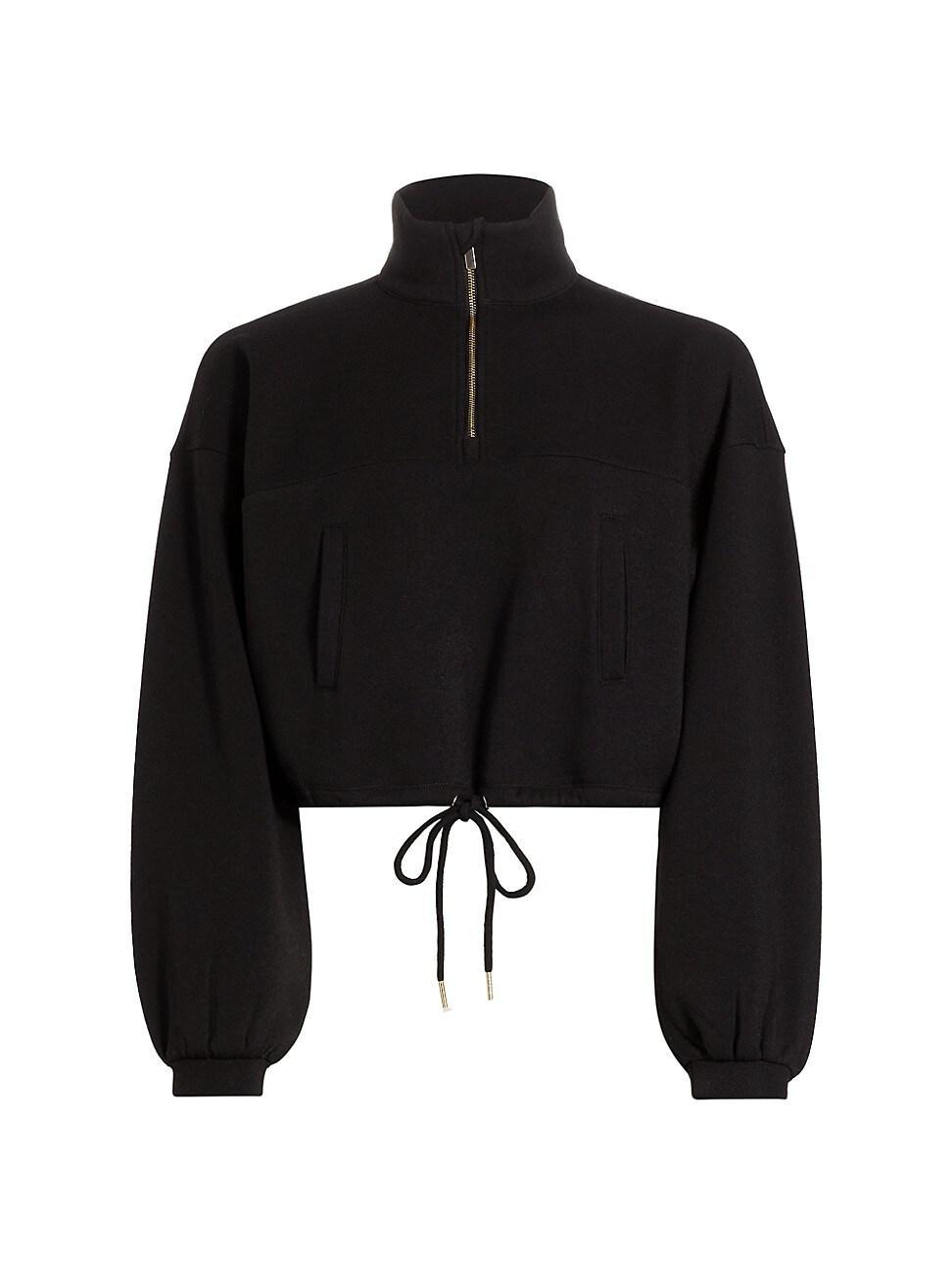 Womens Fleece Cargo Half-Zip Crop Sweater Product Image