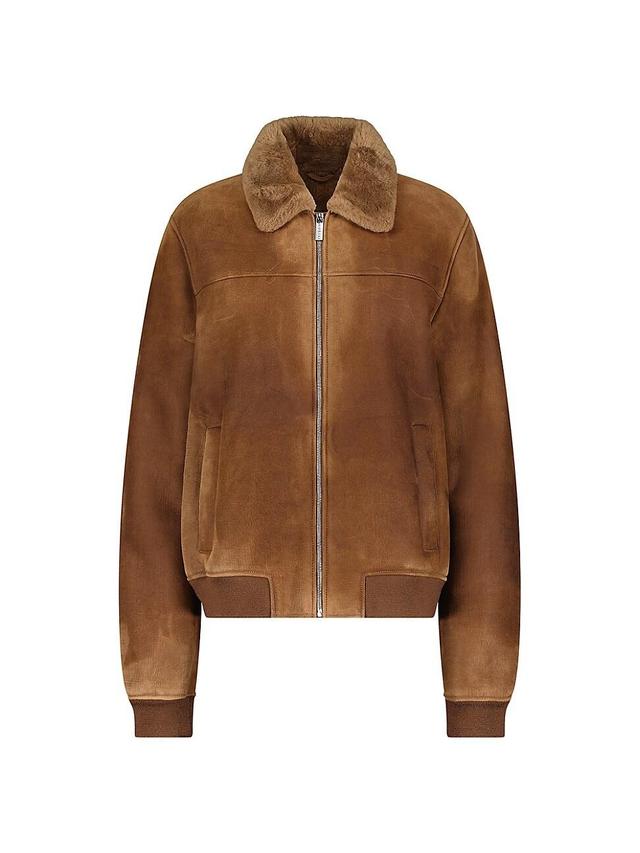 Mens Lamb Shearling Check Bomber Jacket Product Image