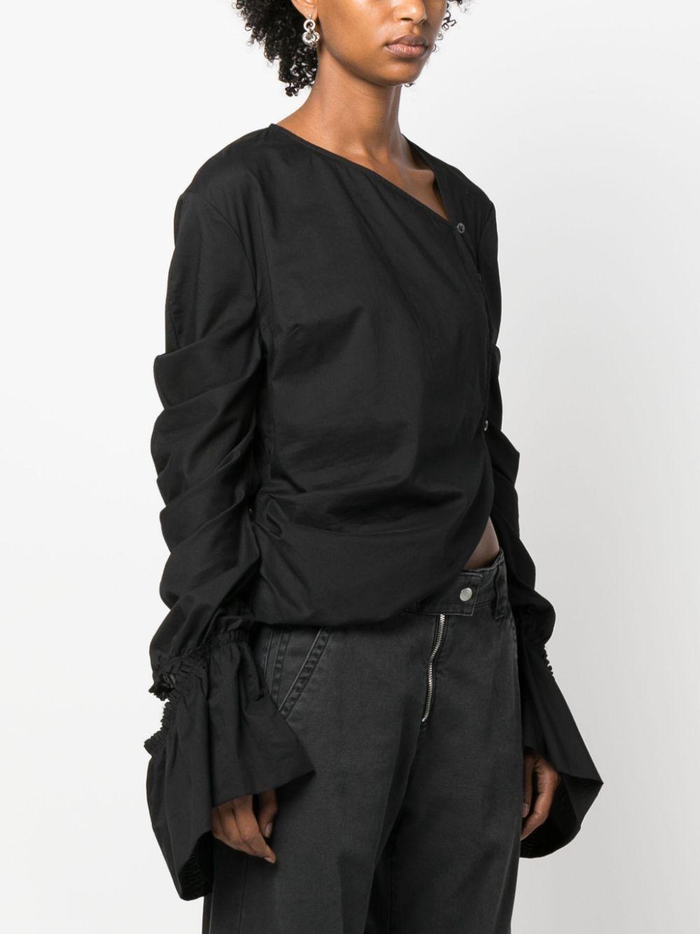 draped asymmetric cotton blouse Product Image