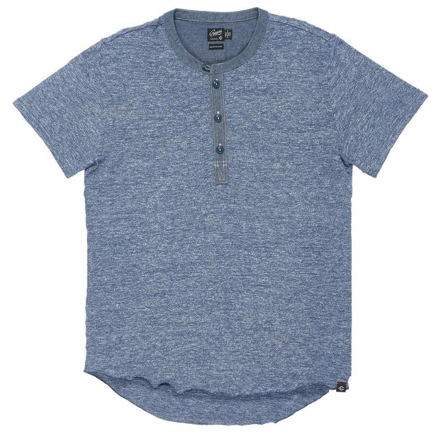 Todd Slub Henley Short Sleeve - Blue Heather (Final Sale) Product Image