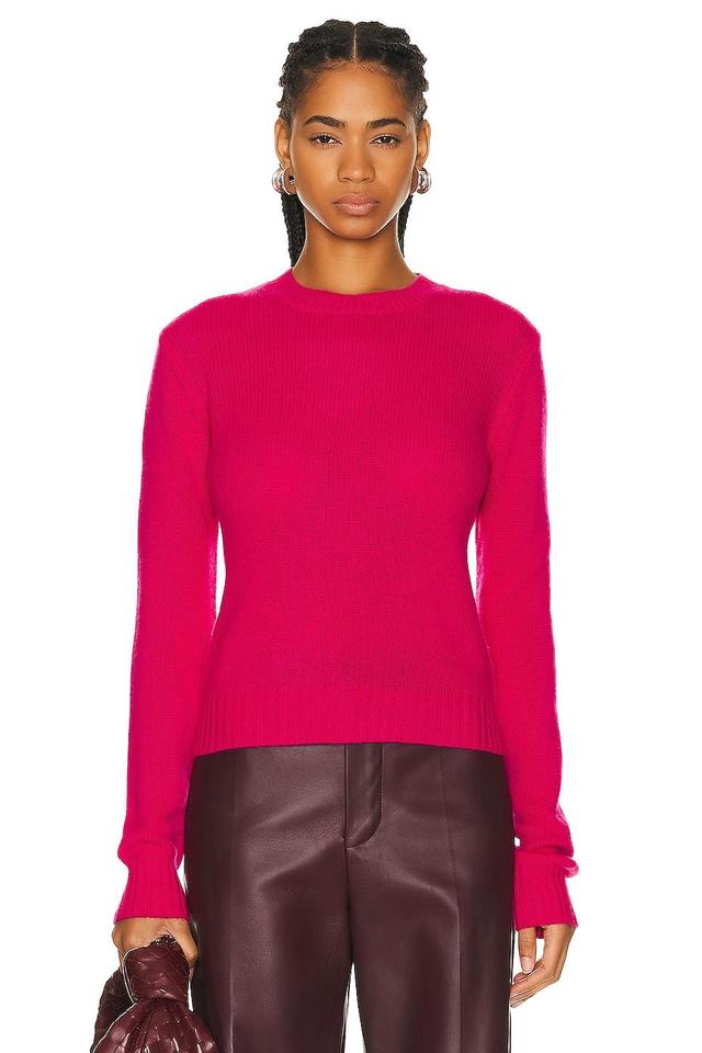 Enza Costa Pure Cashmere Crewneck Sweater in Fuchsia - Fuchsia. Size L (also in M, XS). Product Image