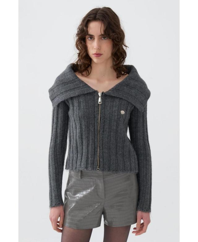 Nocturne Womens Knit Cardigan with Metal Seal Detail Product Image