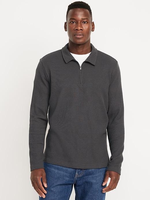 Quarter-Zip Waffle Polo Sweater Product Image