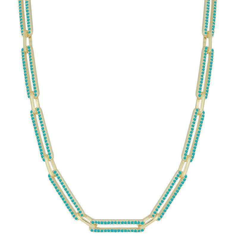 Sunkissed Sterling 14k Gold Over Silver Simulated Turquoise Necklace, Womens Gold Tone Turquoise product image