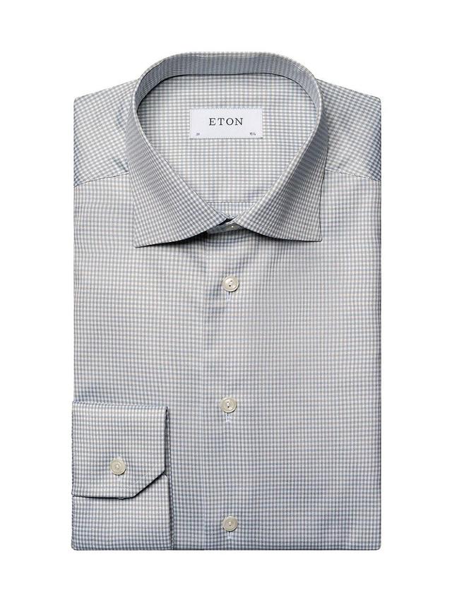 Mens Slim Fit Micro-Check Cotton-Blend Shirt Product Image