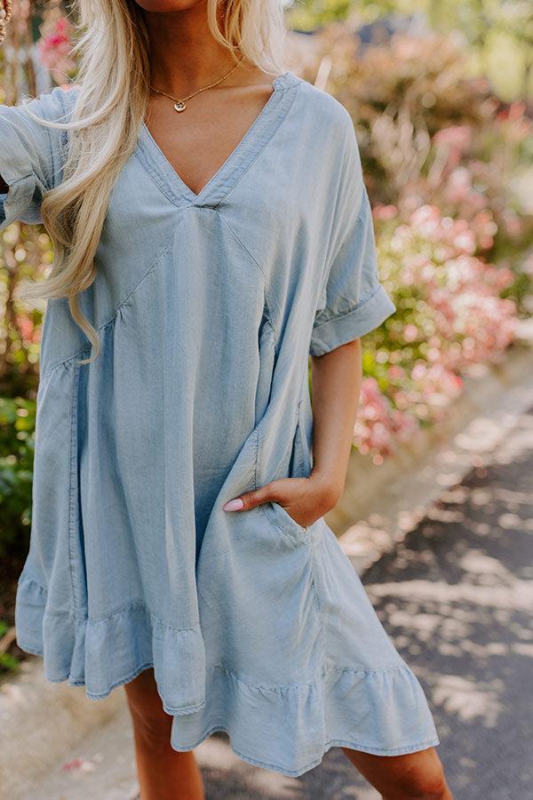 Farmers Market Cutie Chambray Mini Dress Product Image