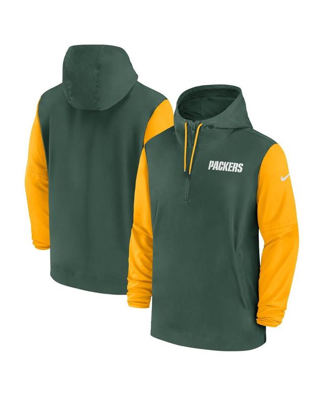 Nike Mens Green Green Bay Packers 2024/25 Sideline Pre-Game Player 1/2-Zip Hoodie Jacket - Green, Gold Product Image