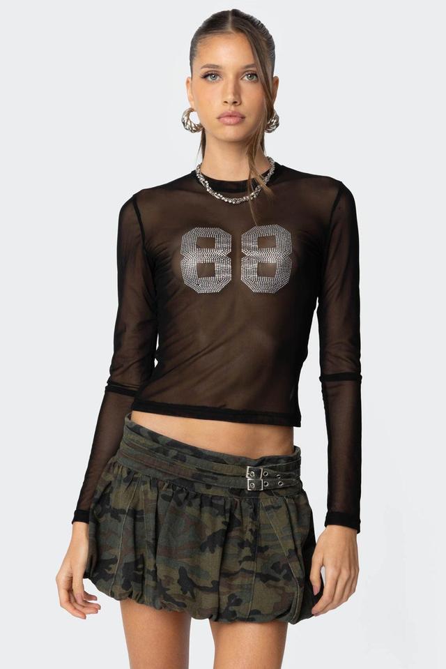 88 Rhinestone Sheer Mesh Top Product Image