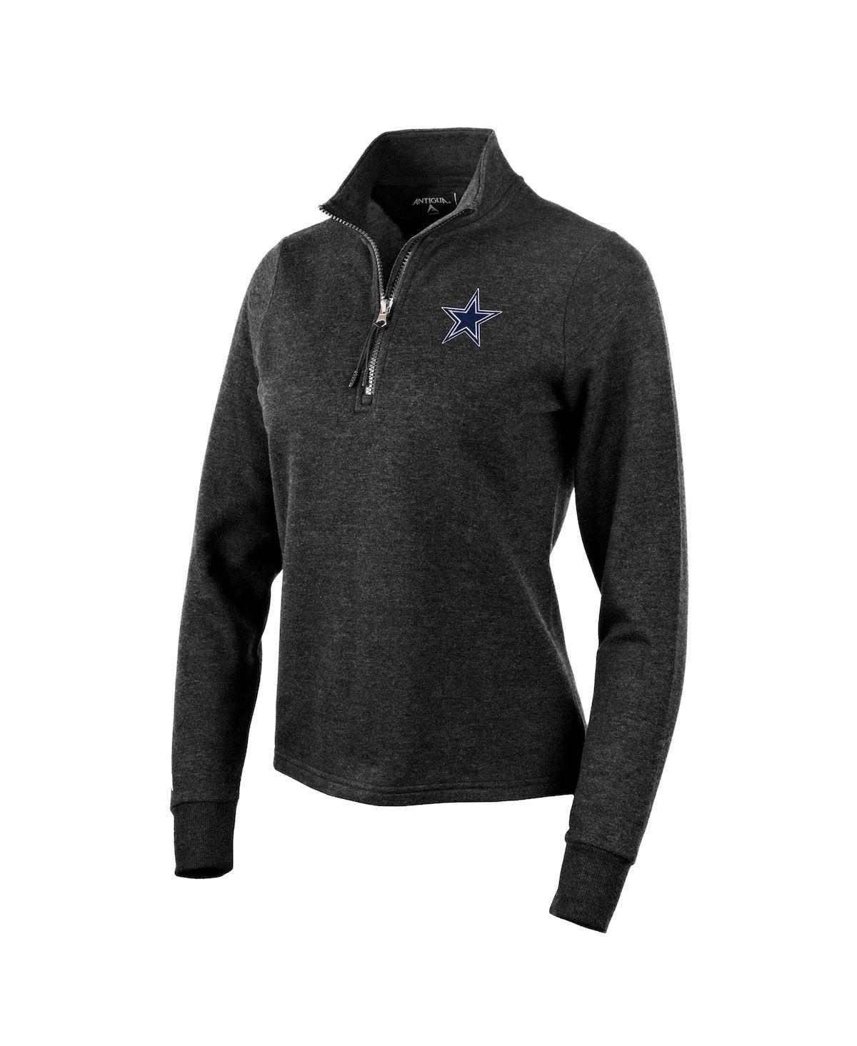 Antigua Womens Heather Black Dallas Cowboys Action Quarter-Zip Pullover Sweatshirt Product Image