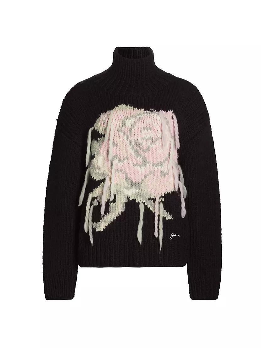 Floral Graphic Wool Turtleneck Sweater Product Image