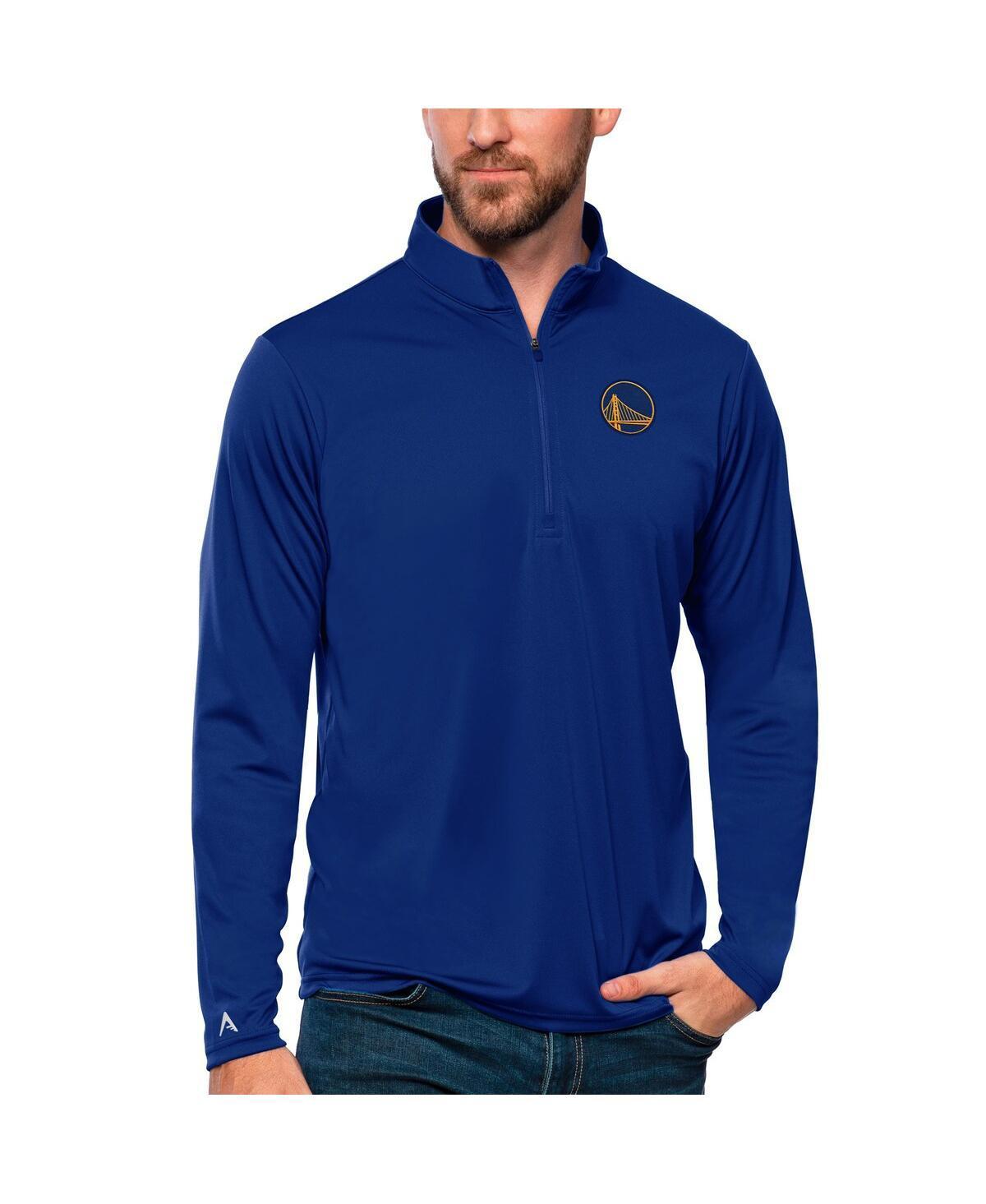 Antigua Mens Royal Golden State Warriors Tribute Quarter-Zip Pullover Top Product Image