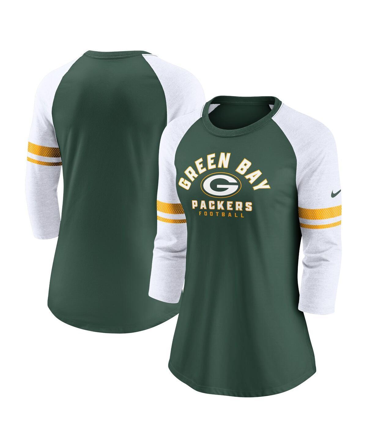 Womens Nike Green Green Bay Packers Fashion 3/4-Sleeve Raglan T-shirt Product Image