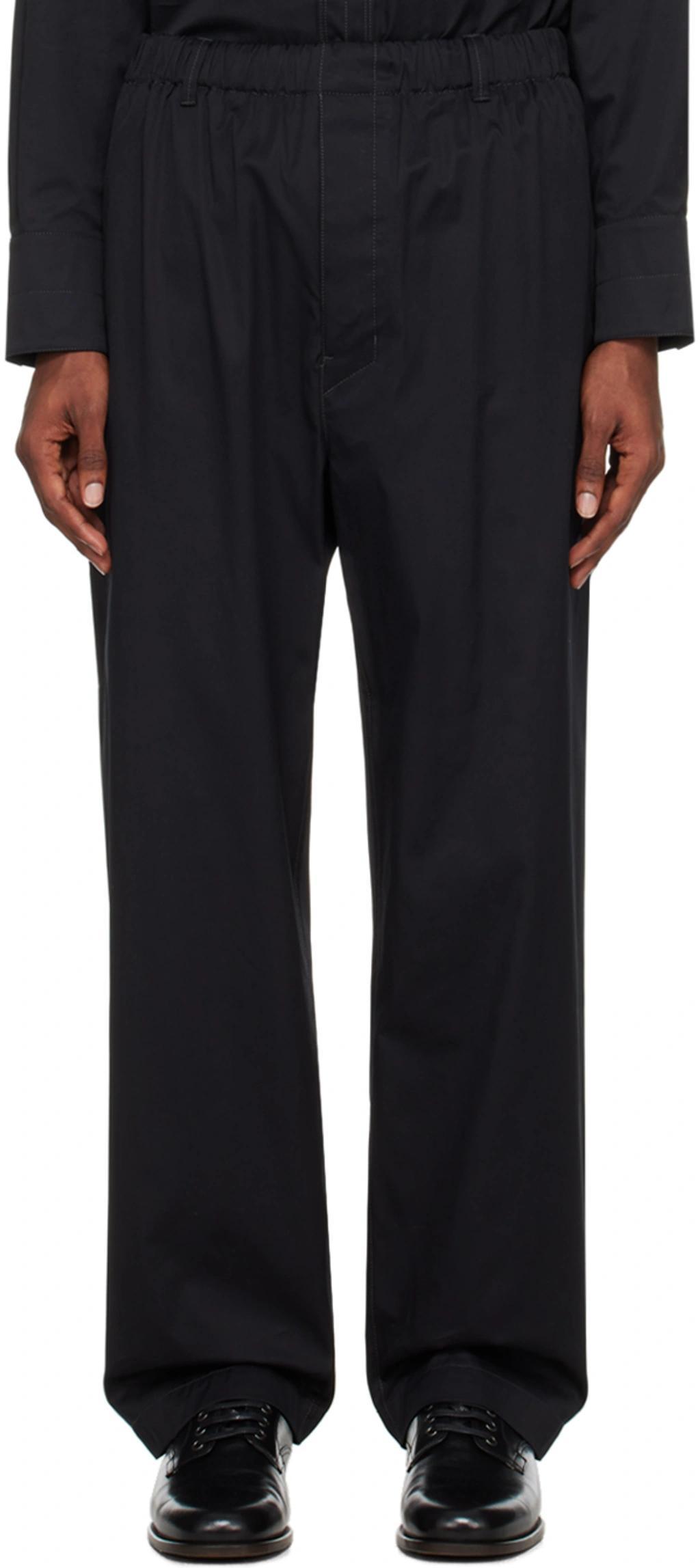 Elasticated-waist Wide-leg Trousers In Bk999 Black Product Image