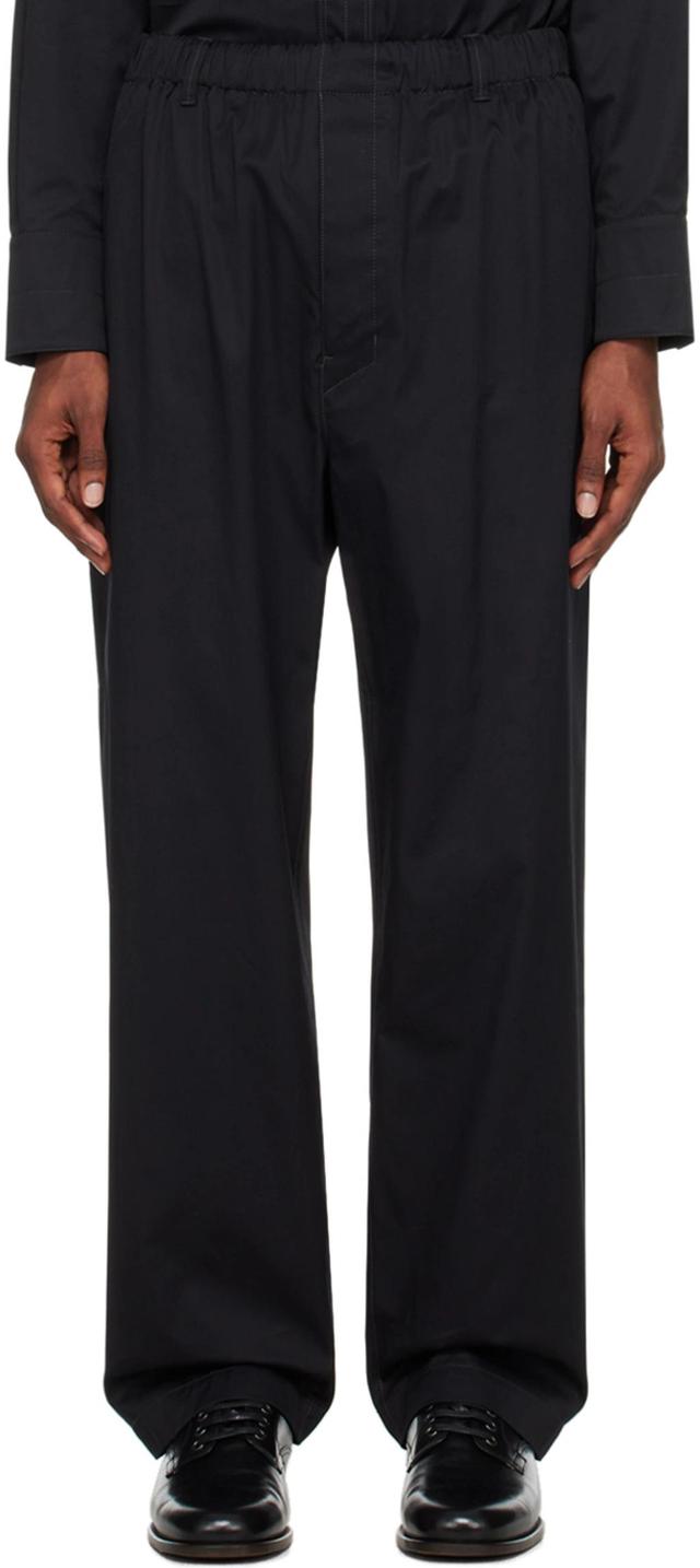 Elasticated-waist Wide-leg Trousers In Bk999 Black Product Image