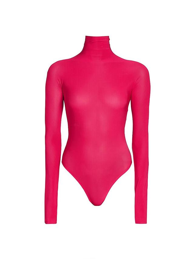 Womens Sheer Turtleneck Long-Sleeve Bodysuit Product Image