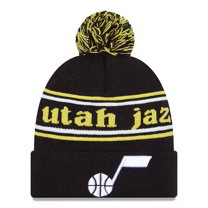 Mens New Era Black Utah Jazz Marquee Cuffed Knit Hat with Pom Product Image