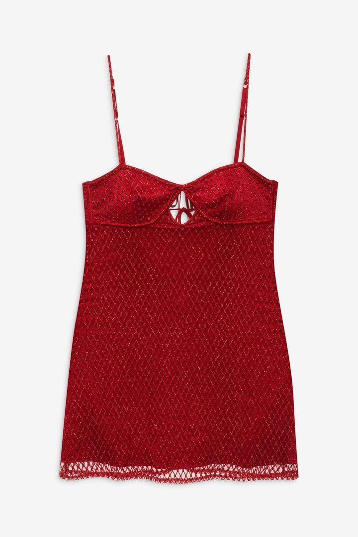 Glitter Slip Dress — Red Product Image