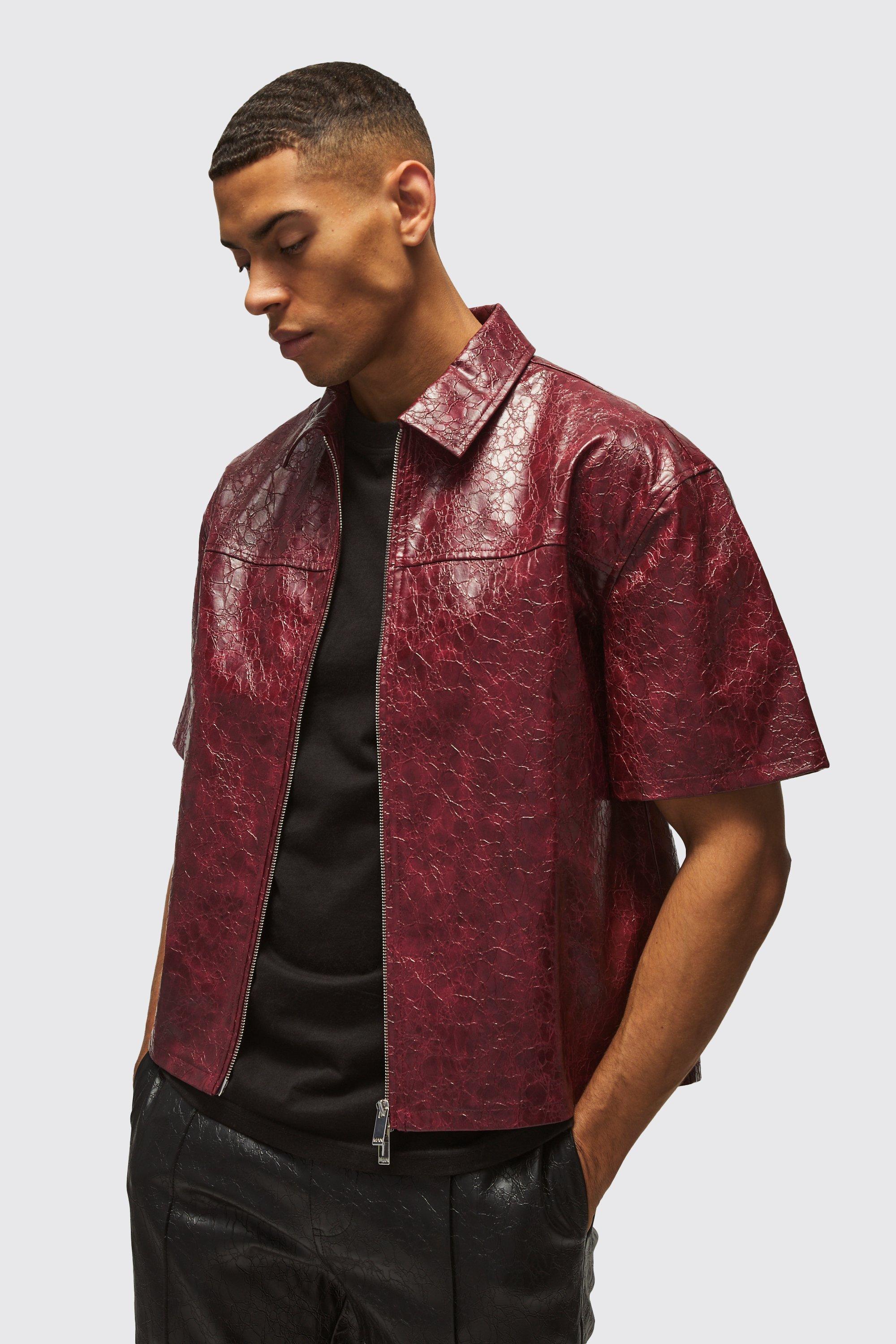 Oversized Boxy Snake PU Boxy Shirt | boohooMAN USA Product Image