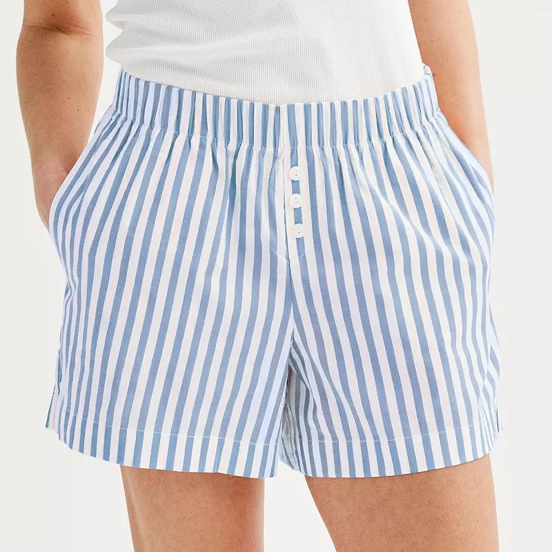 Womens Sonoma Goods For Life Striped Poplin Boxer Pajama Shorts Product Image