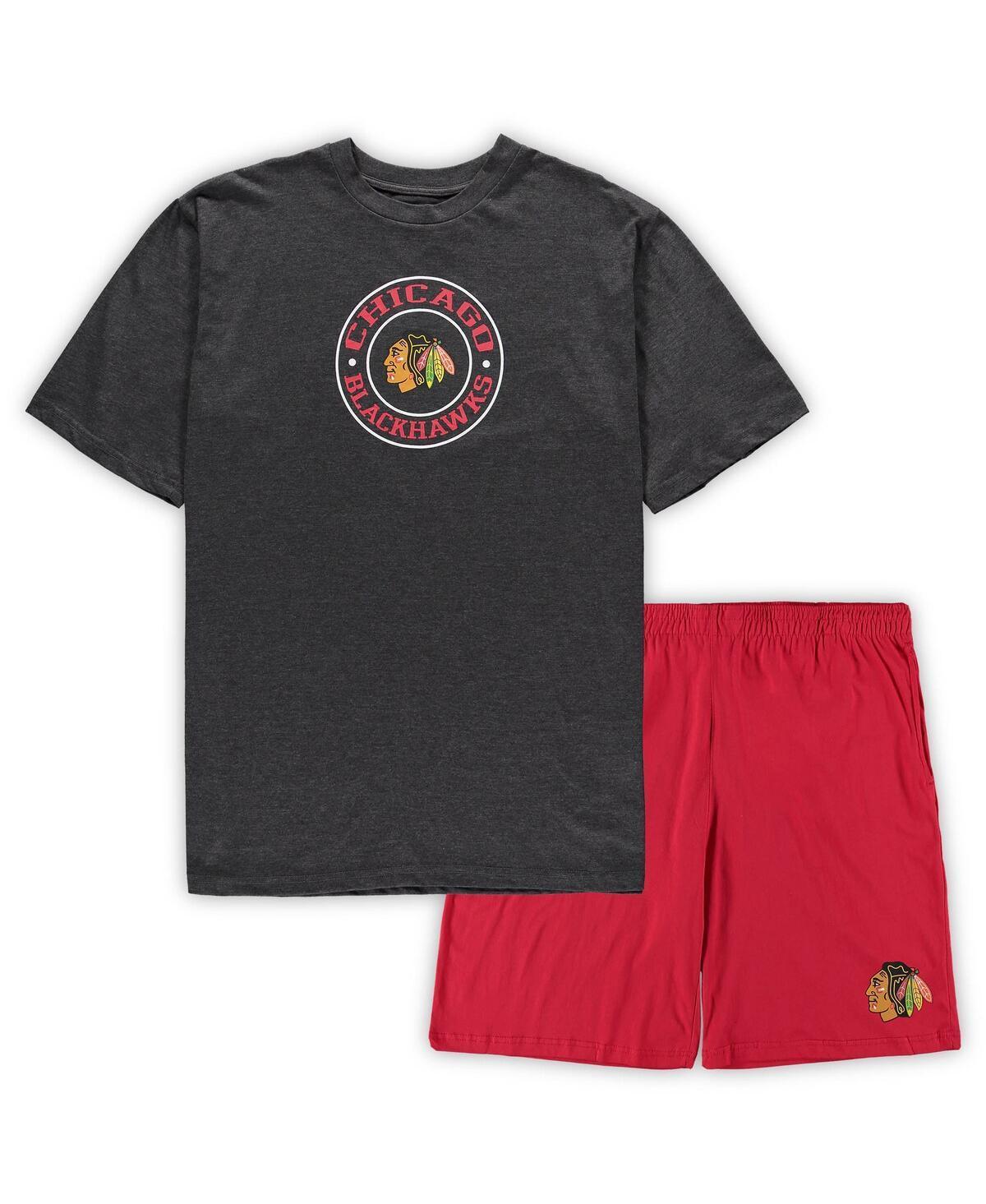 Mens Concepts Sport /Heathered Charcoal Chicago Blackhawks Big & Tall T-Shirt & Shorts Sleep Set Product Image