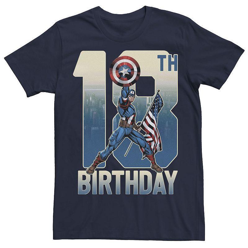 Mens Marvel Captain America 18th Birthday Graphic Tee Blue Product Image