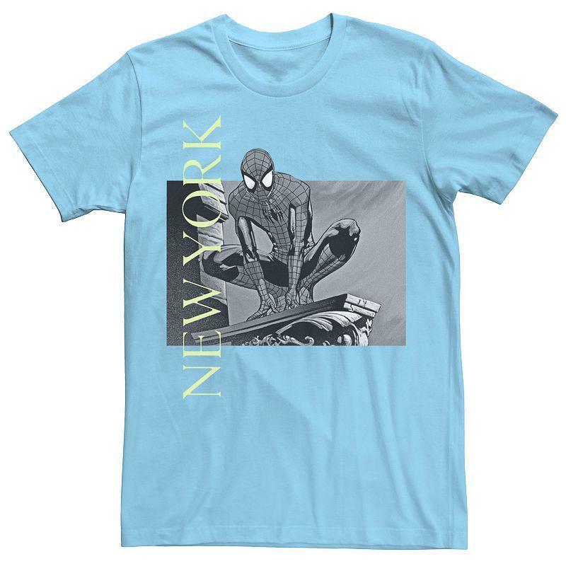 Mens Marvel Spider-Man New York Portrait Tee Light Blue Product Image