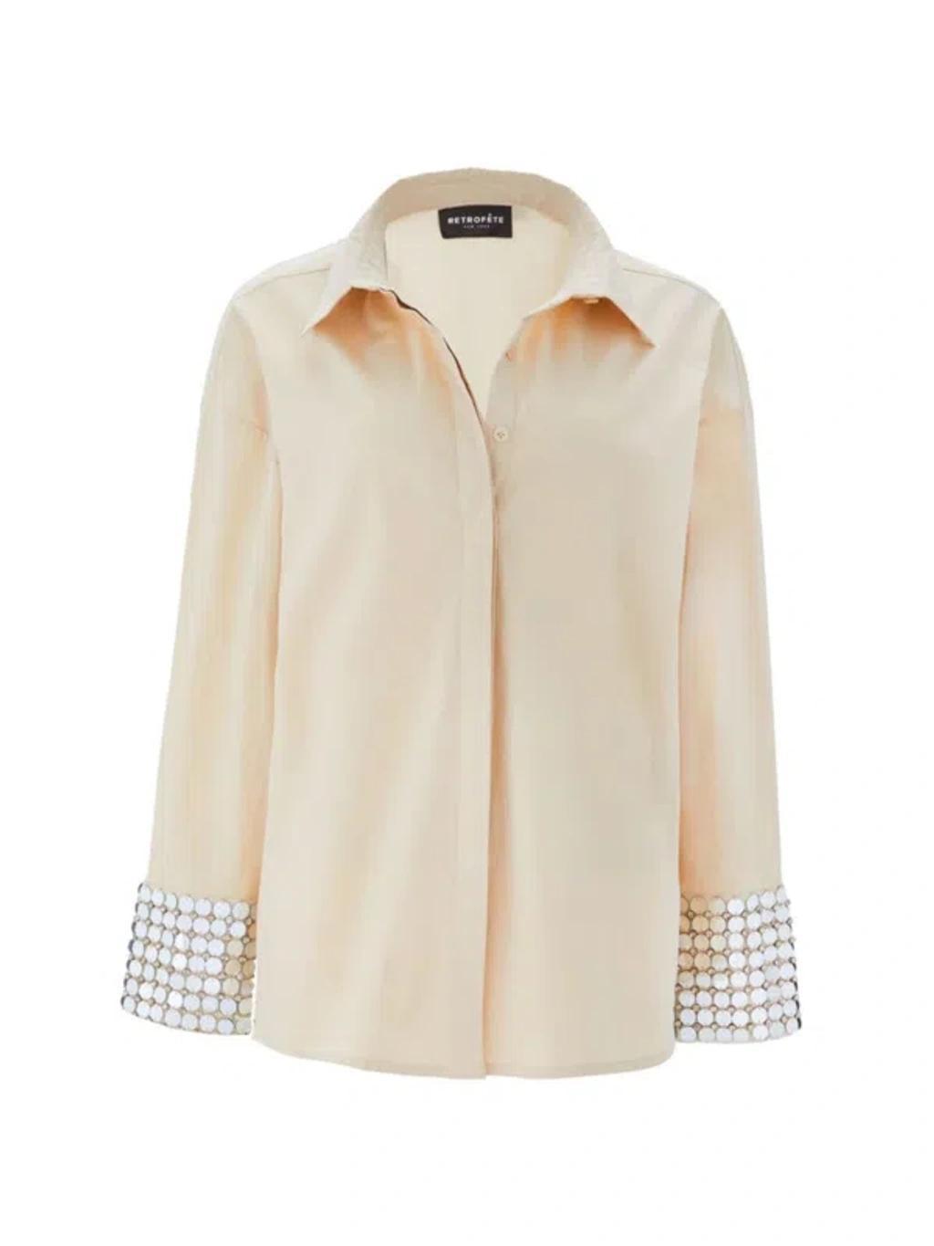 RETROFÉTE Ozella Disc-embellished Shirt In Champagne Dust Product Image