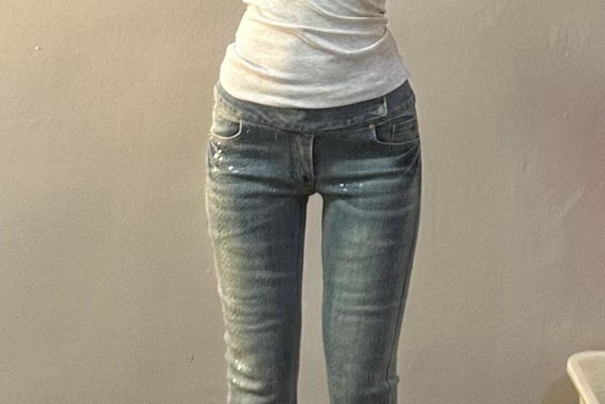 Low Waist Washed Bootcut Jeans product image