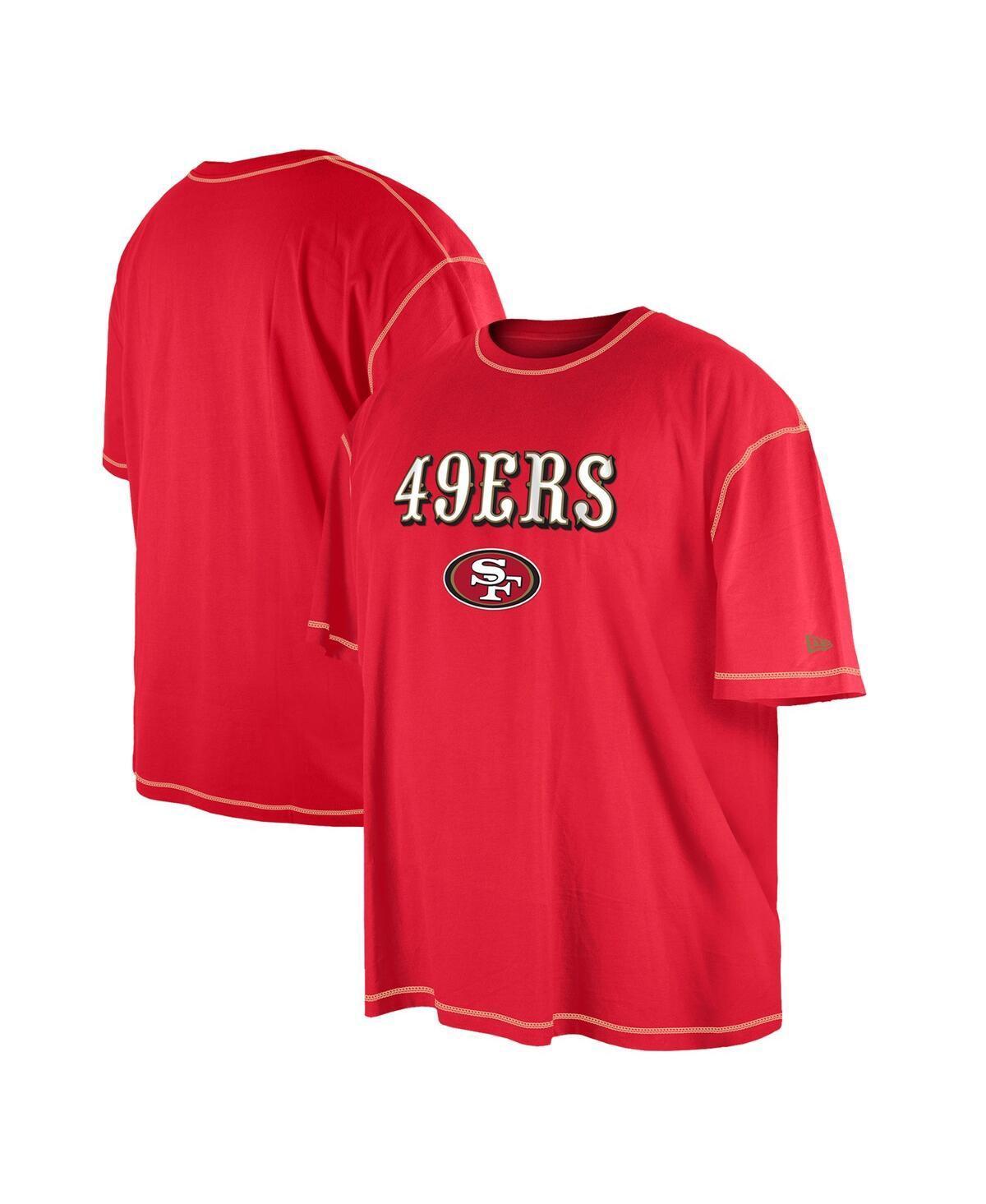 Mens New Era Scarlet San Francisco 49ers Third Down Big and Tall Puff Print T-shirt Product Image