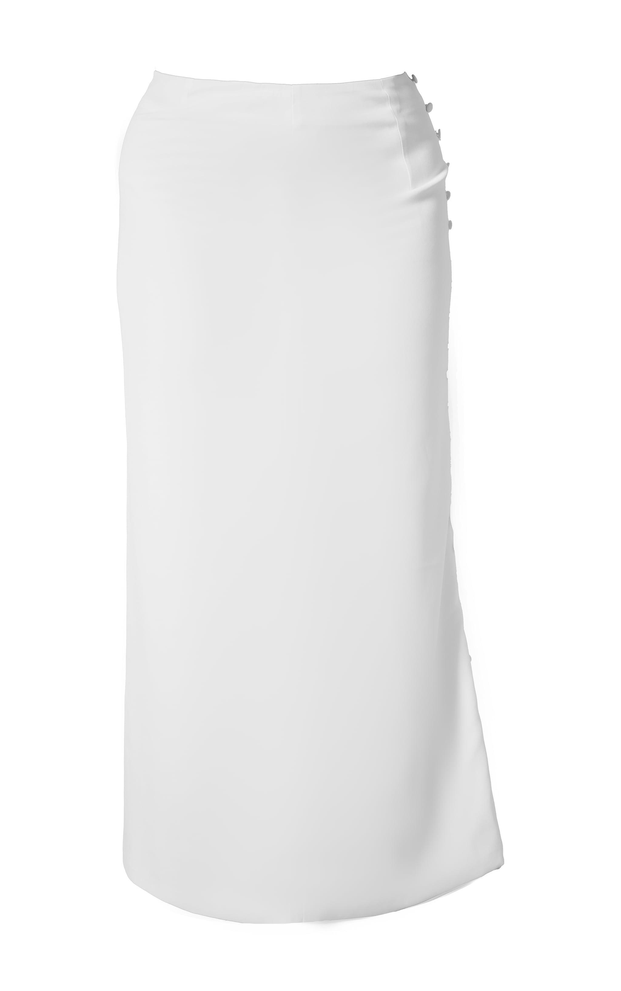 Premium Plus White Woven Button Detail Maxi Skirt Product Image