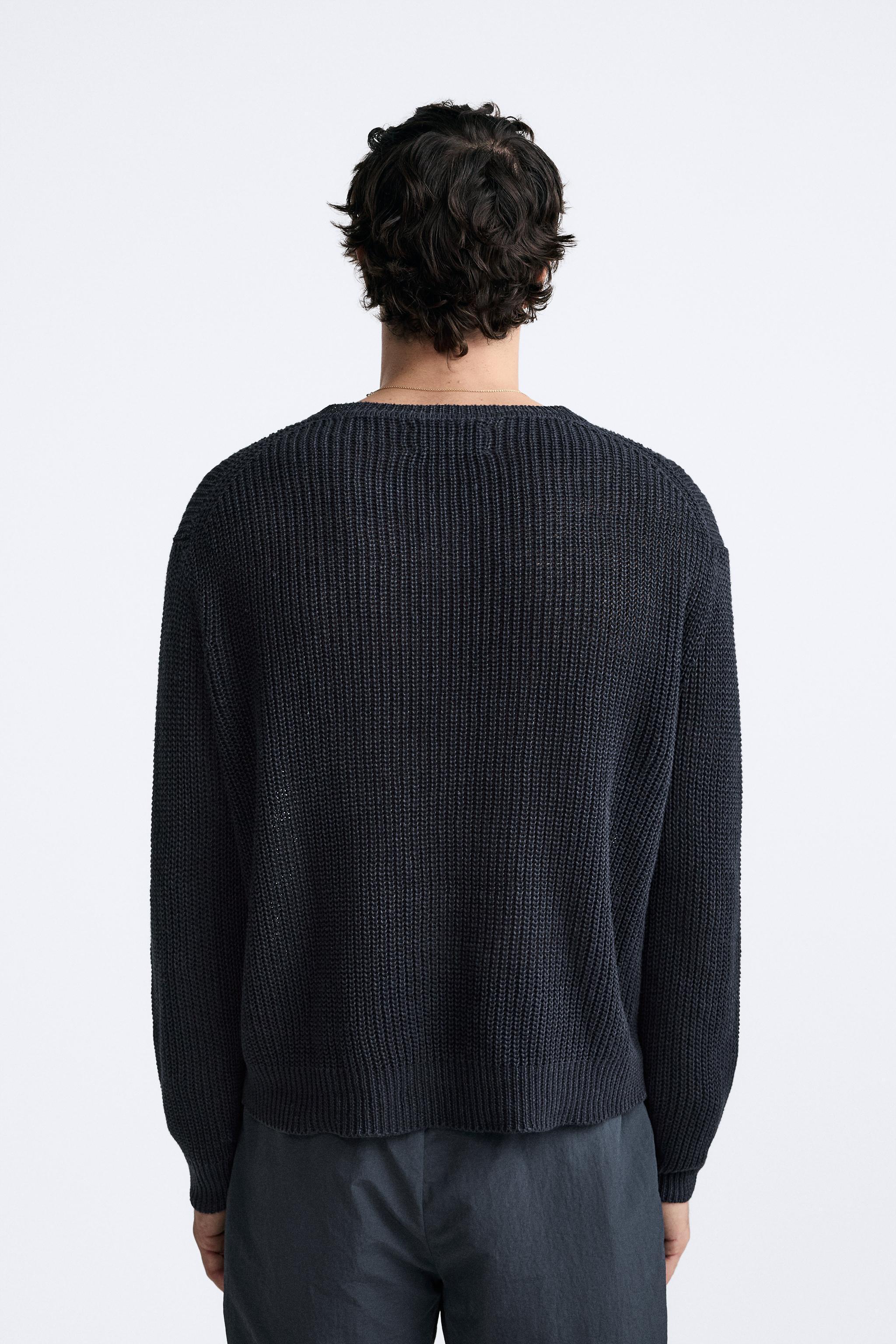 100% LINEN PURL KNIT SWEATER Product Image