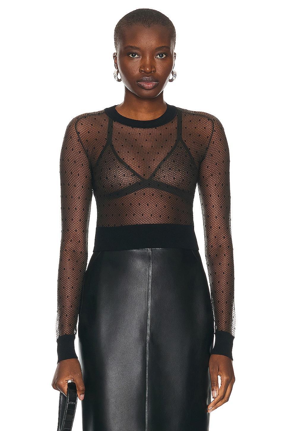 ALAÏA Sheer Jumper Sweater in Noir - Black. Size 38 (also in 34, 36, 40). Product Image