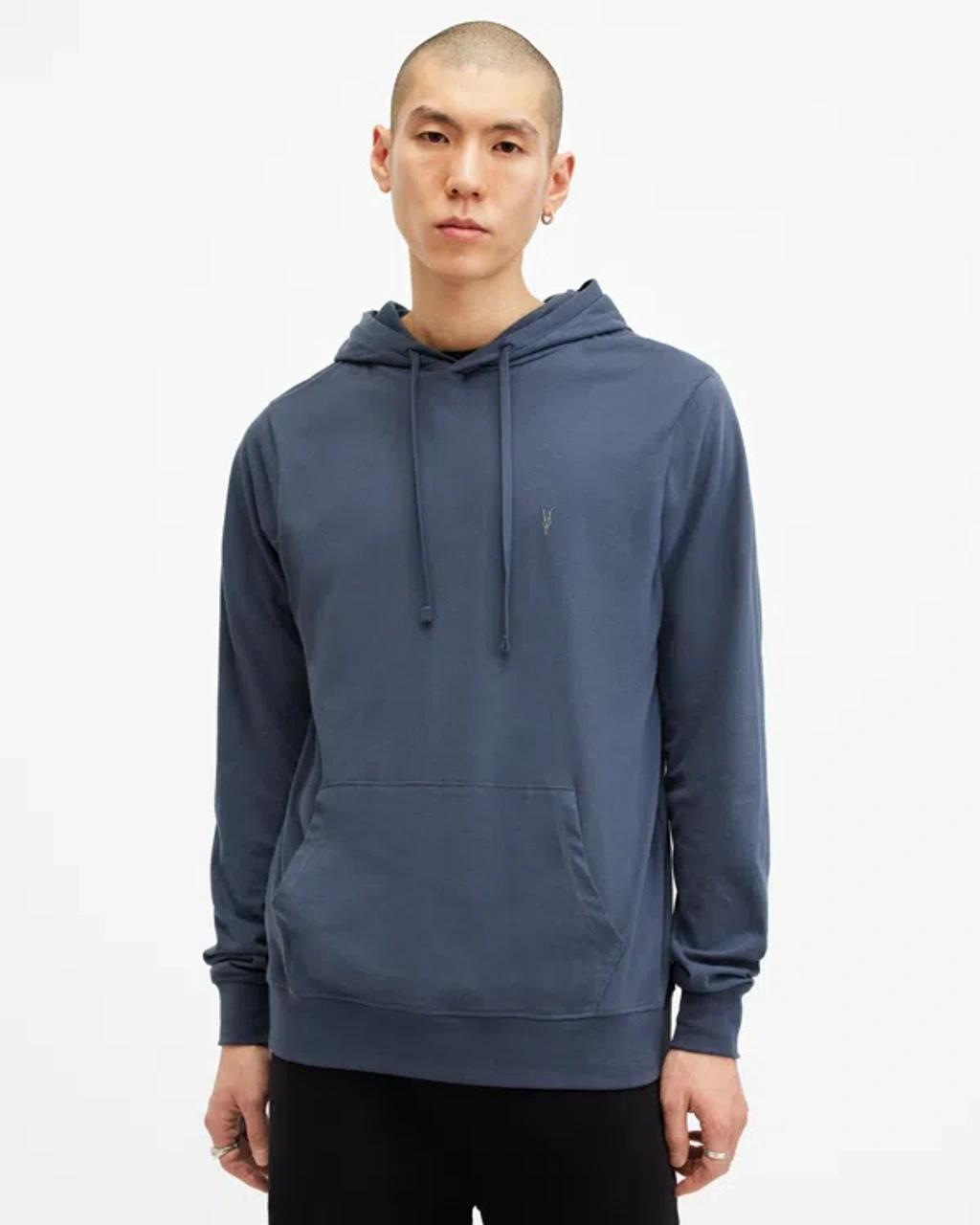 ALLSAINTS Brace Pullover Brushed Cotton Hoodie In Smith Blue Product Image