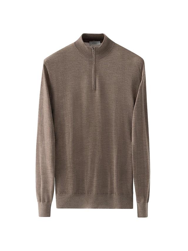 Mens Fine-Knit Wool Quarter-Zip Sweater Product Image