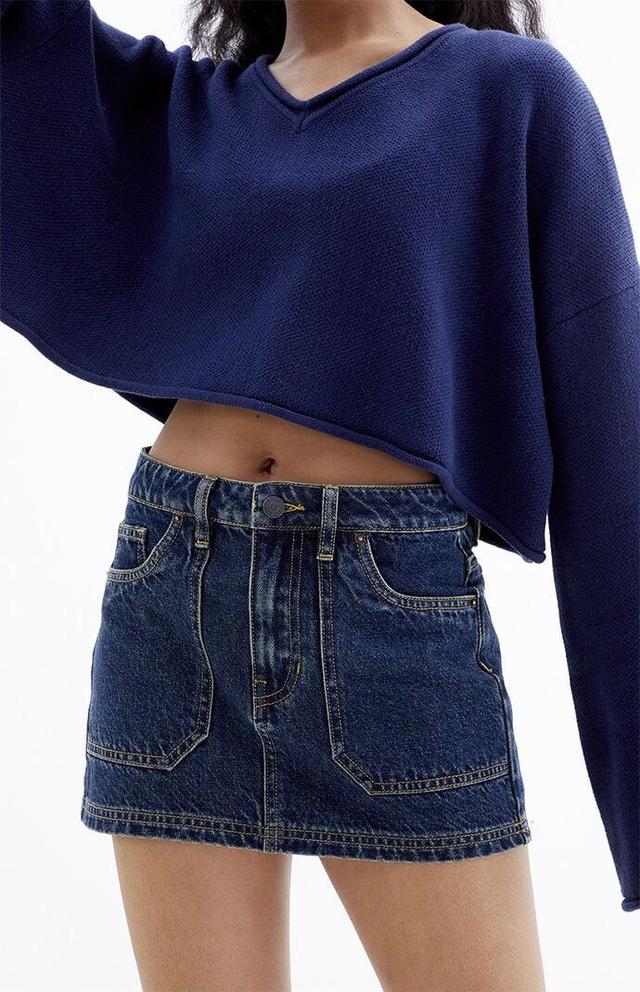 Women's Mid Rise Denim Mini Skirt - Product Image