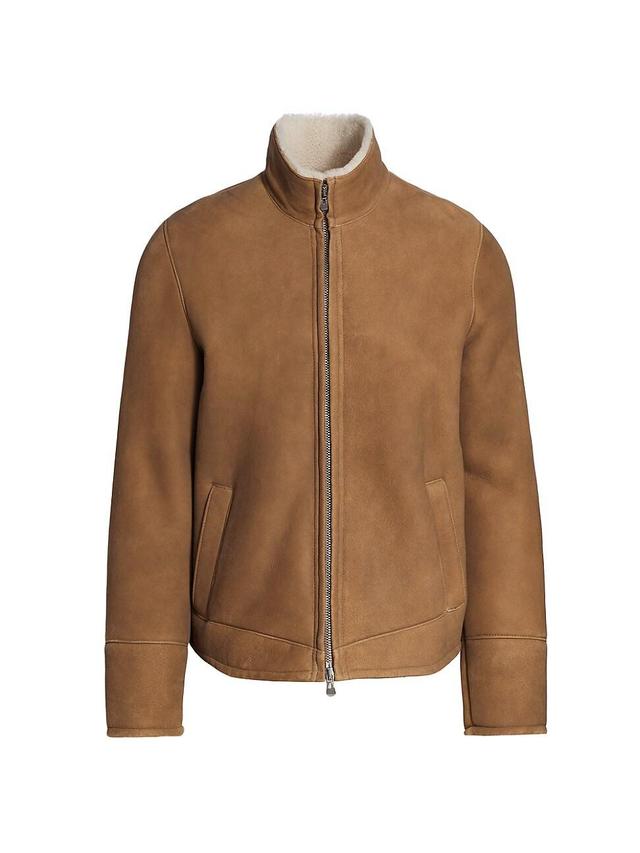 Mens Shearling Stand Collar Jacket Product Image