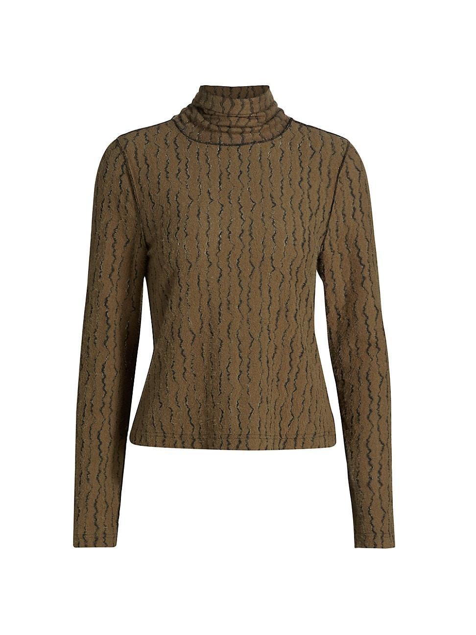 Womens Textured Wave Turtleneck Top Product Image