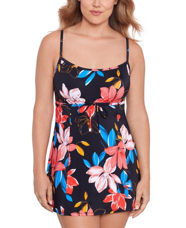 Swim Solutions Womens Floral-Print Empire Swim Dress, Created for Macys Product Image