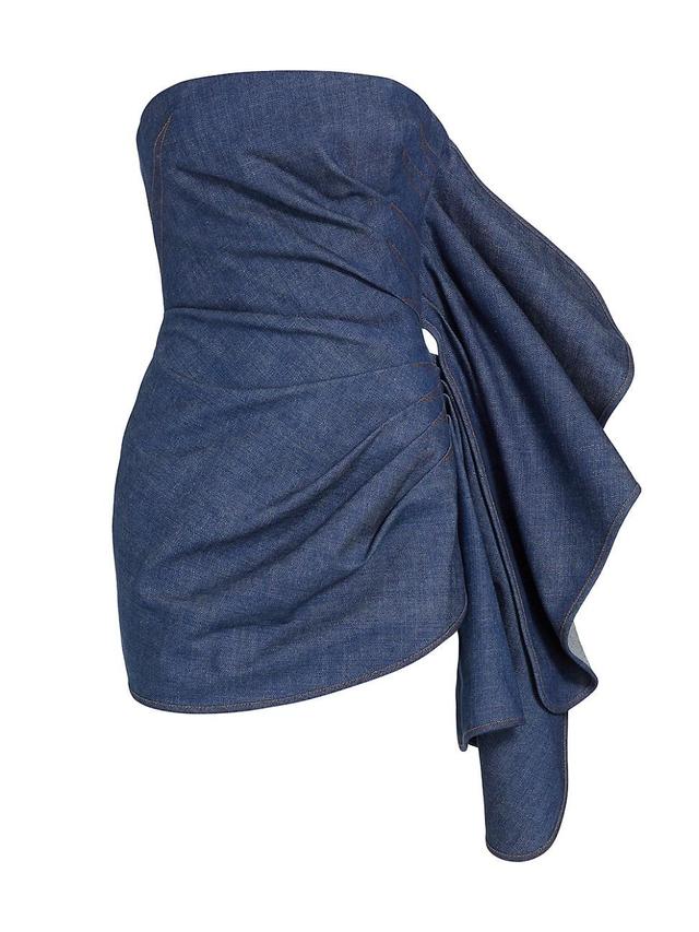 Womens Denim Strapless Draped Minidress Product Image