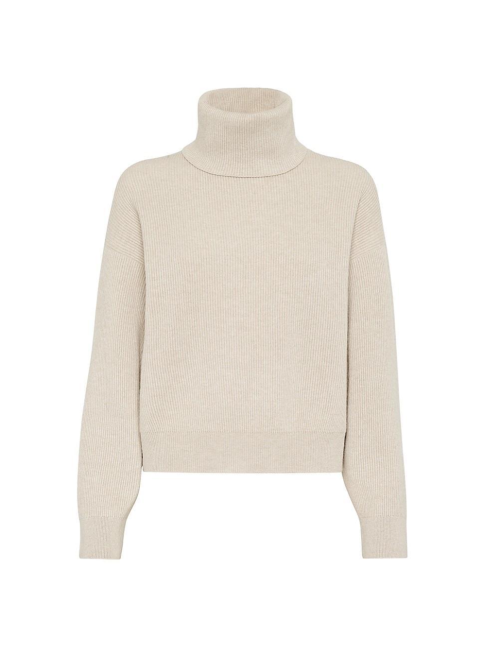 Womens Virgin Wool, Cashmere and Silk English Rib Sweater product image