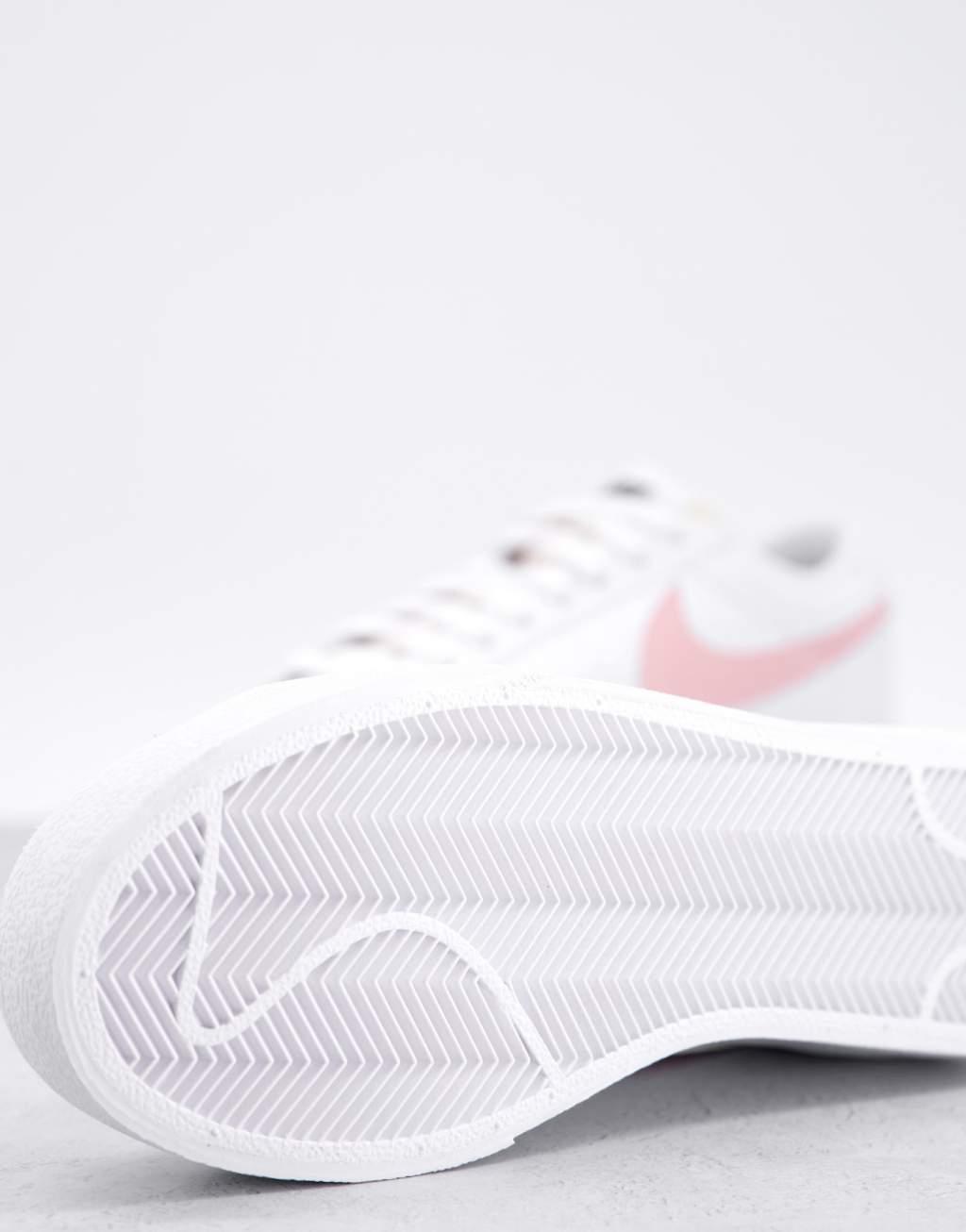 Nike Blazer Low Platform sneakers in white and pink Product Image