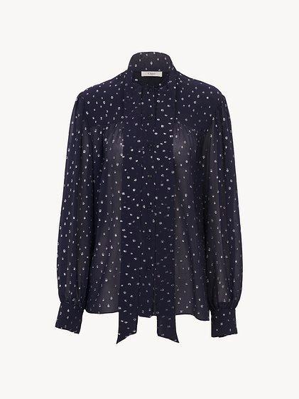 Lavallière blouse in silk & lurex dots Product Image