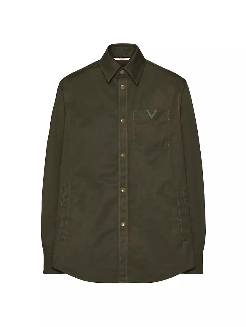 Nylon Shirt Jacket With Rubberized V Detail Product Image