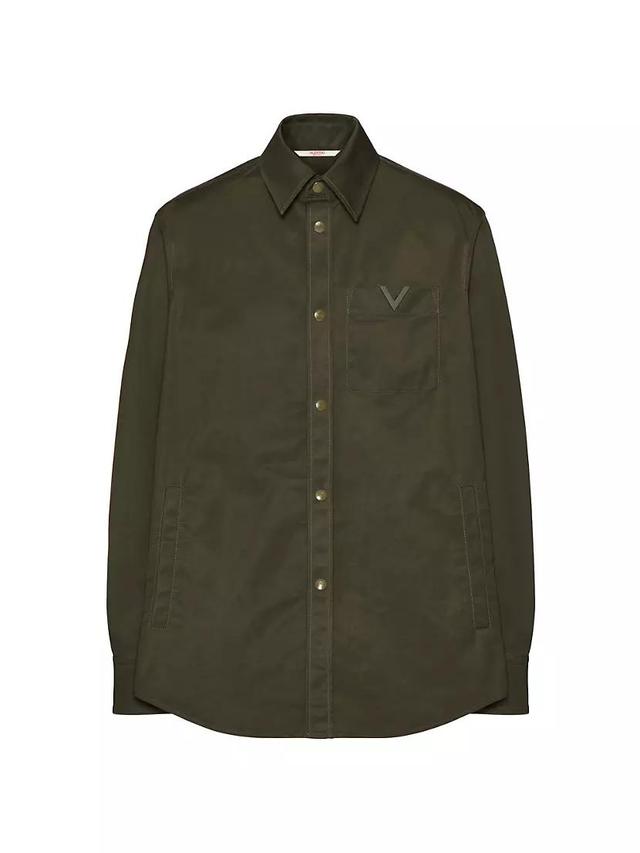 Nylon Shirt Jacket With Rubberized V Detail Product Image