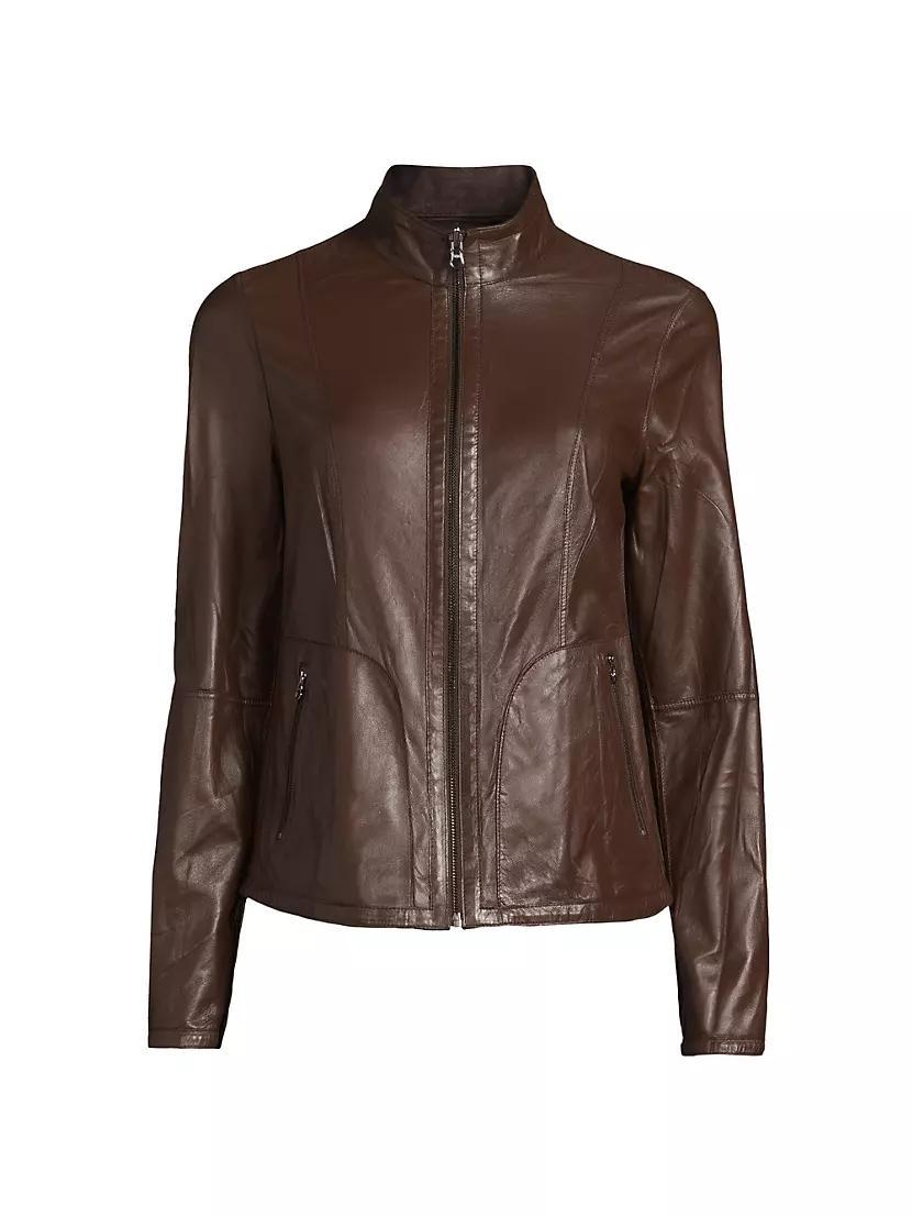 Reversible Suede-Leather Zip-Up Jacket product image