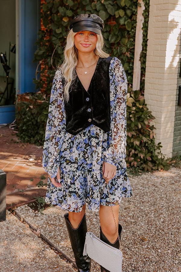 Uptown Cafe Floral Mini Dress in Black Product Image