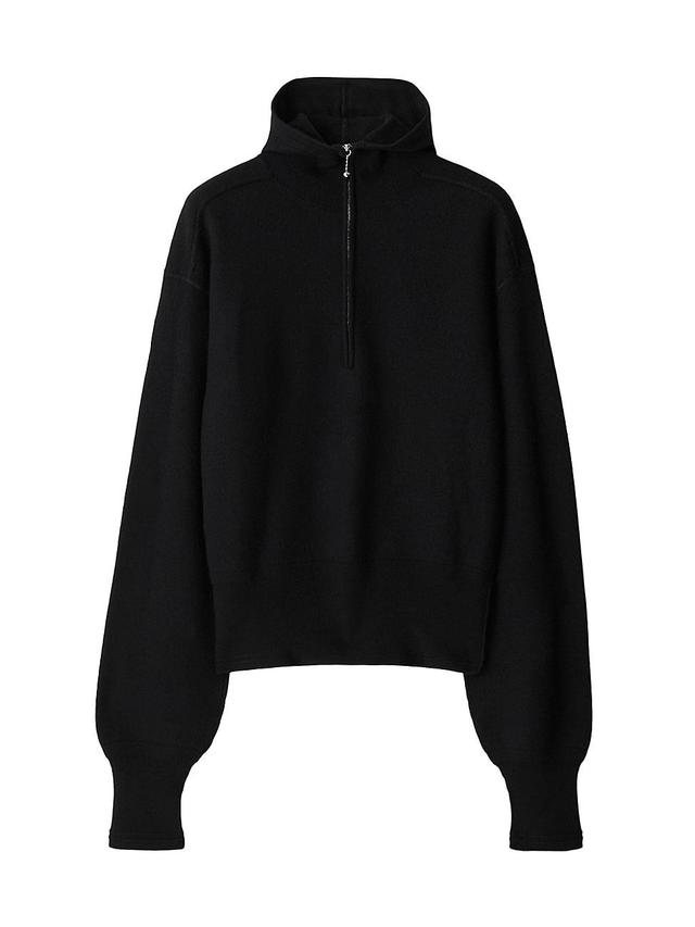 burberry Half Zip Brushed Wool Hoodie Product Image