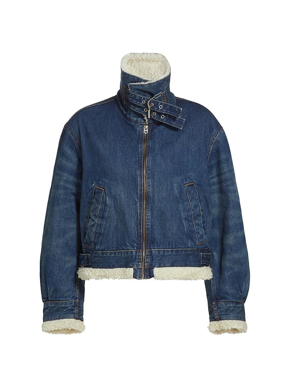 Womens Aviator Denim Jacket Product Image