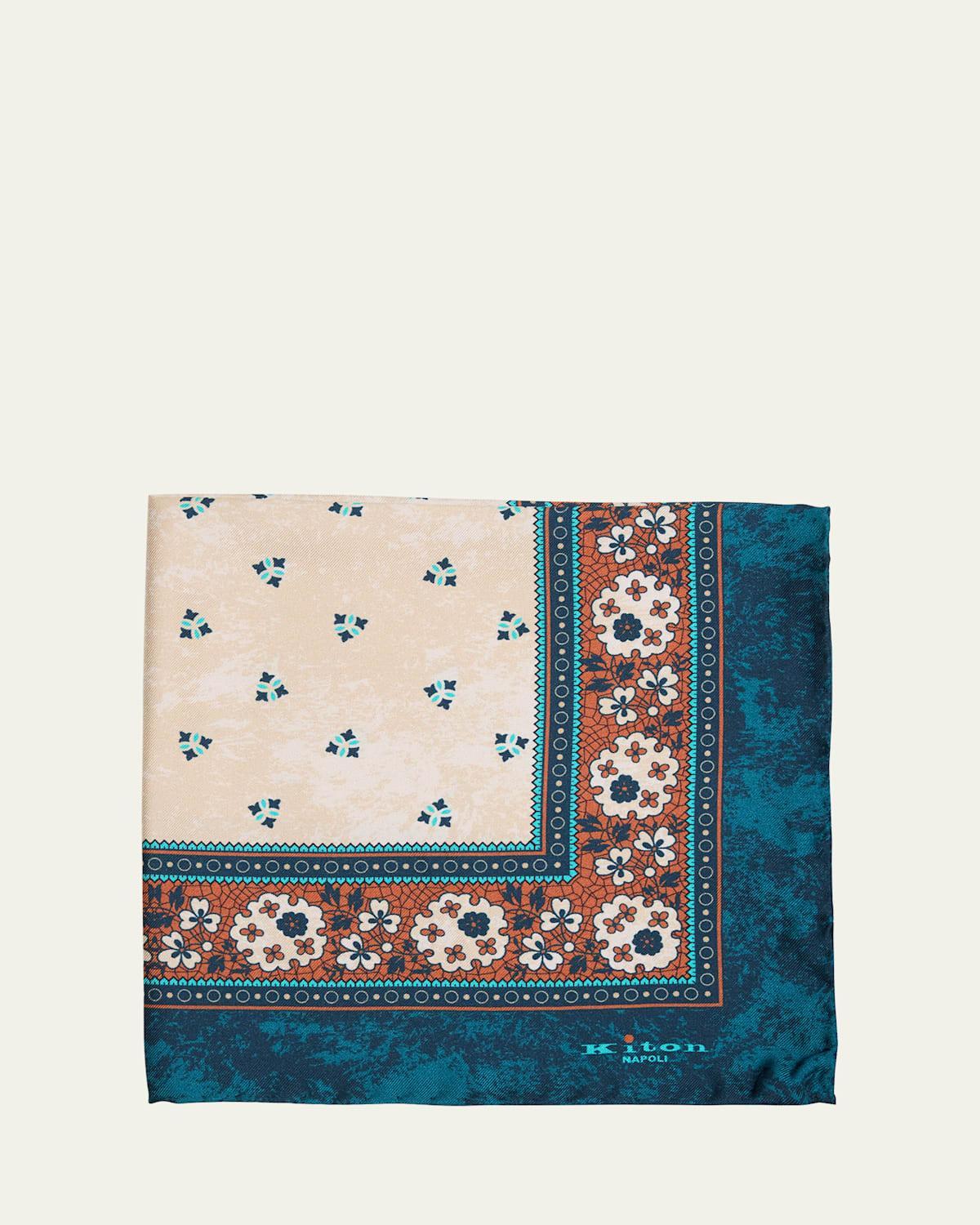 Mens Floral Silk Pocket Square Product Image