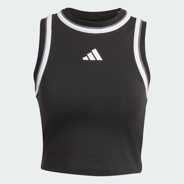 adidas Essentials Color-Pop Cotton Crop Tank Top Black 2XL Womens Product Image